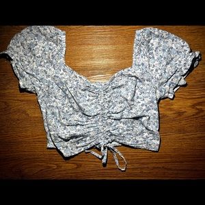 Blue floral Hollister crop top